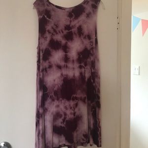 Purple knit tie-dyed dress